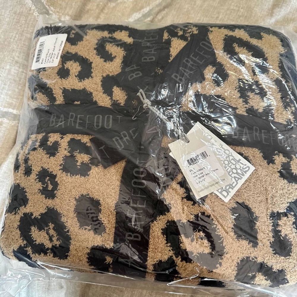 LIMITED EDITION: Barefoot Dreams Leopard Print Throw - Black and Tan